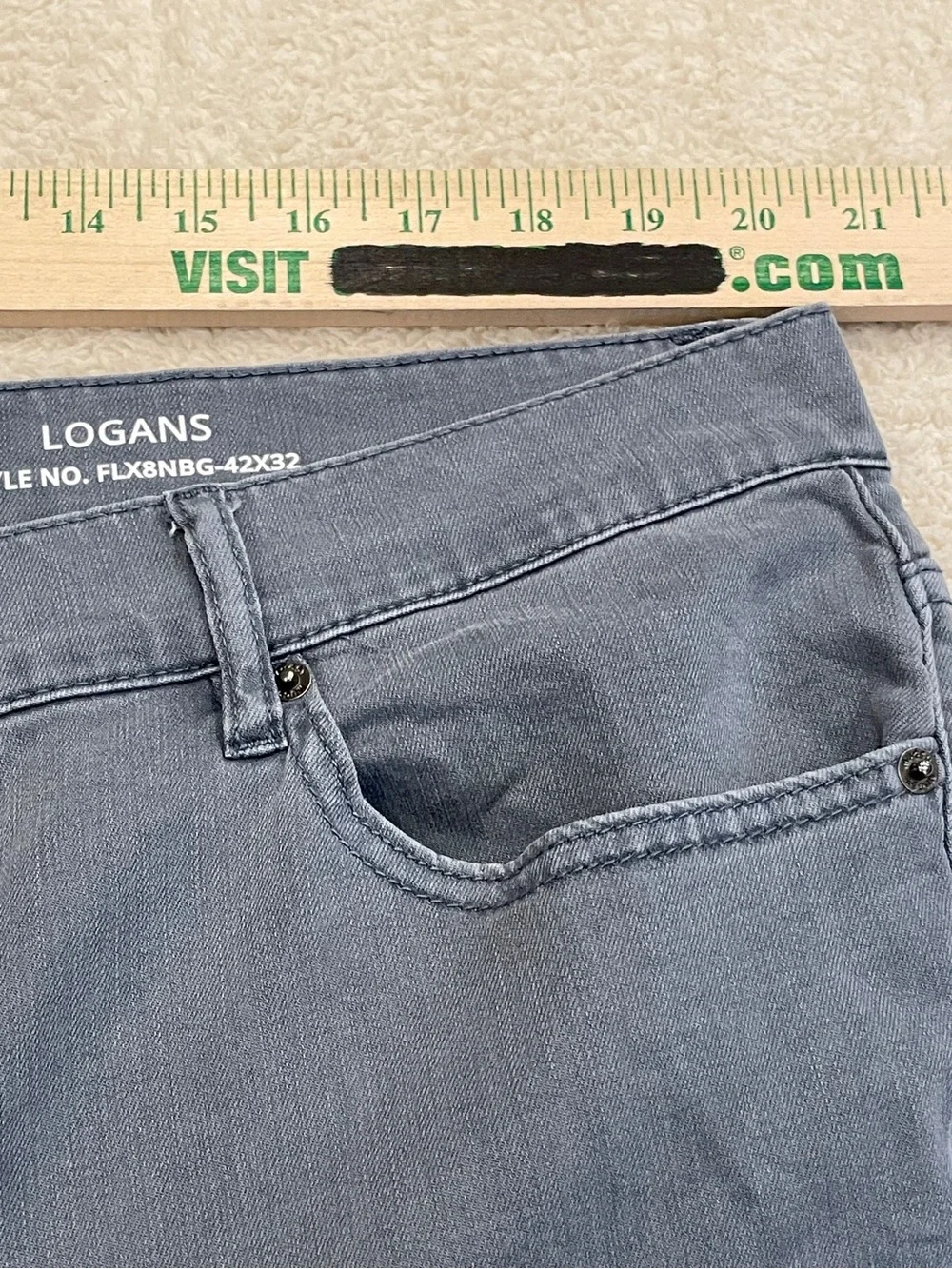 Mugsy Jeans Logans Mens 42x32 Gray Stretch Denim Slim Straight Pants FLX8NBG
